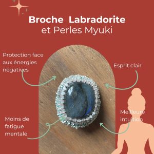 Broche Labradorite et perles de myuki
