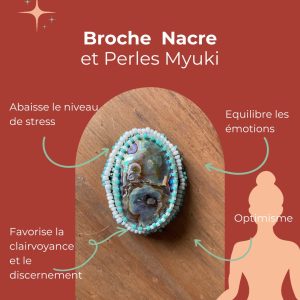 Broche Nacre Abalone et perles myuki