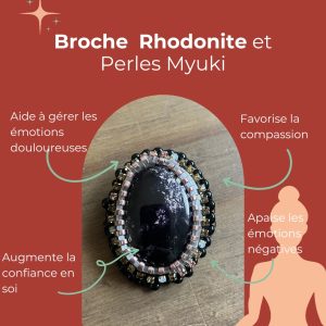 Broche Rhodonite et perles myuki